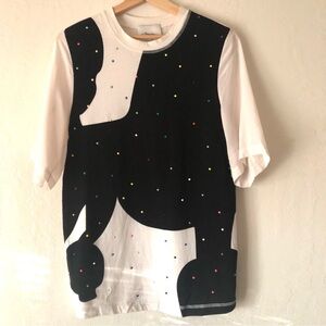 3.1 Phillip Lim silk blend crew neck shirt black white with embellishments